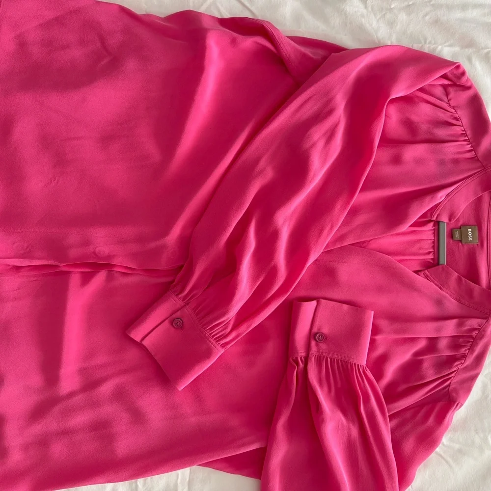 Boss Banora Medium Pink Silk Blouse - Picture 9 of 10